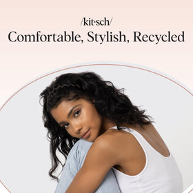 Kitsch headband paired with a neutral outfit showing versatile fashion benefit