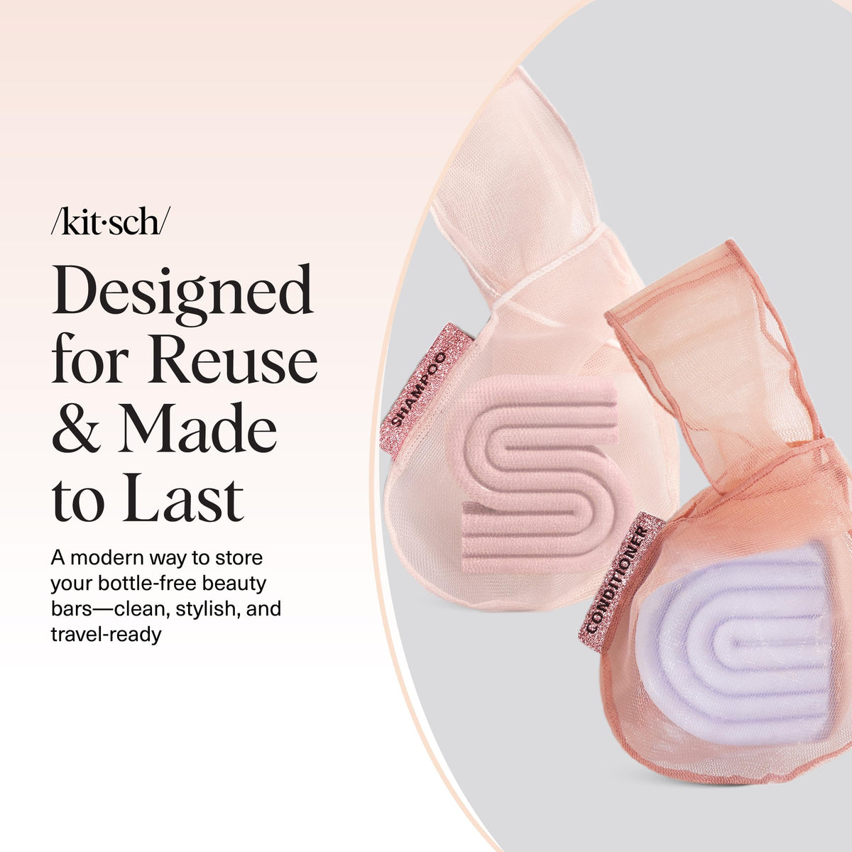 kitsch pouches inside toiletry bag for travel, reduces single-use plastic bottles benefit