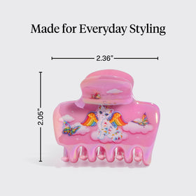 Kitsch Angel Kitty clipped in half-up hairstyle demonstrating secure hold and style