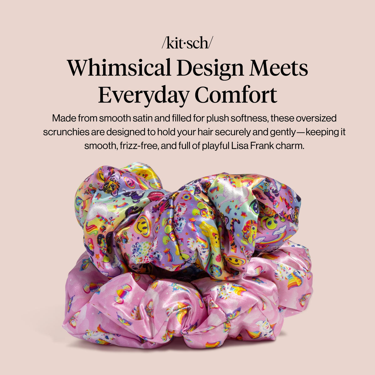 Kitsch Lisa Frank satin texture close-up highlighting soft fabric and smooth finish
