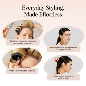 Kitsch clips holding hair back during makeup, hands-free application benefit