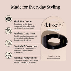 Kitsch clip worn in half-up style showing reliable hold for casual looks