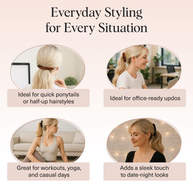 Kitsch clip creating a relaxed messy bun for comfortable all-day wear