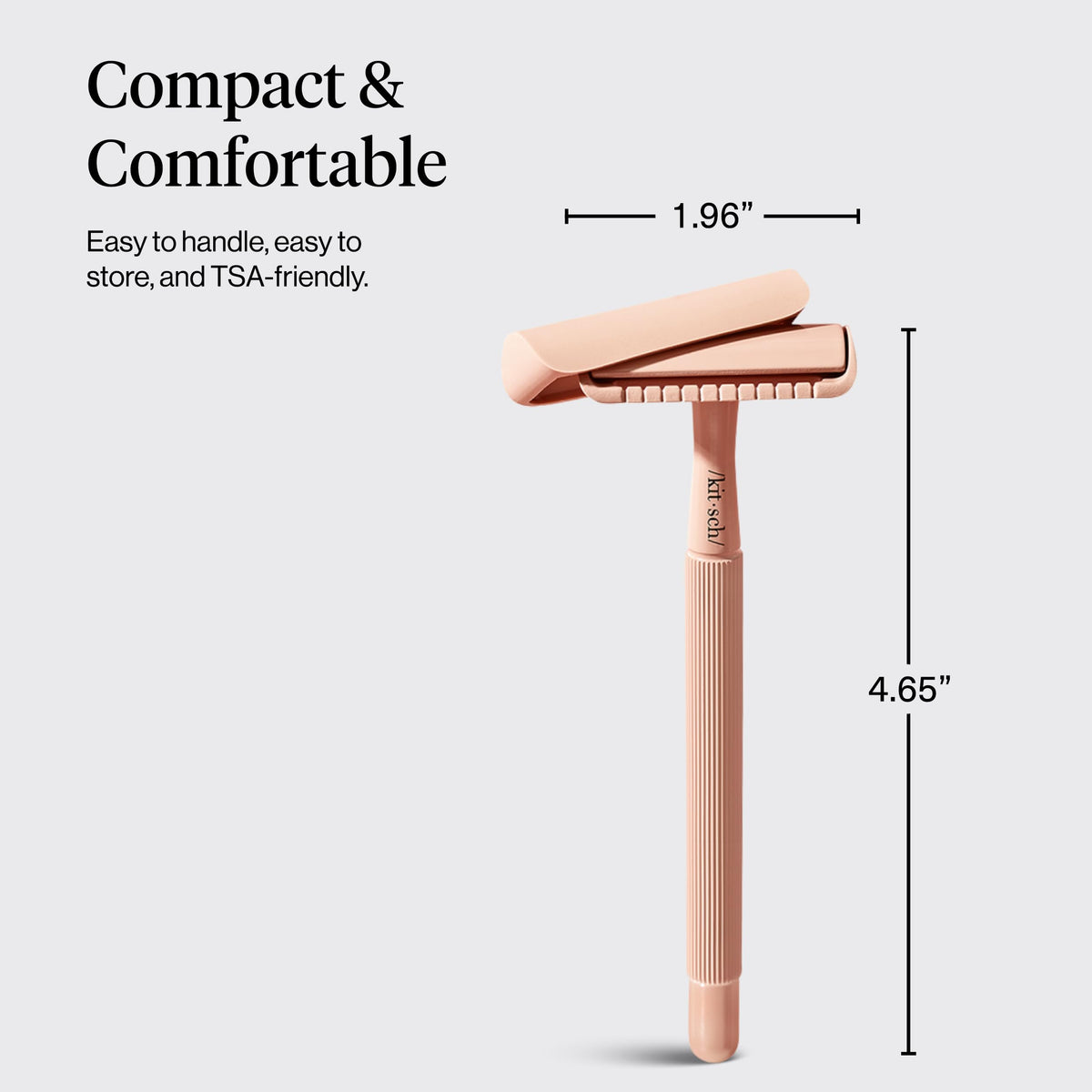 Kitsch close-up of the long metal handle offering a secure grip and steady control
