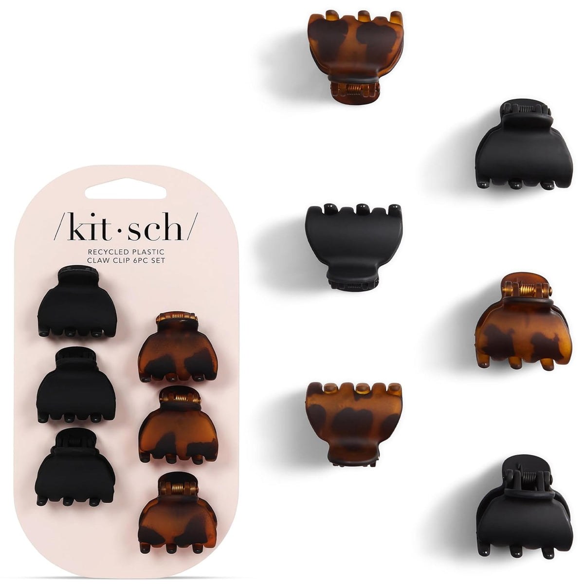 Kitsch front view of 6-pack mini claw clips, compact and stylish