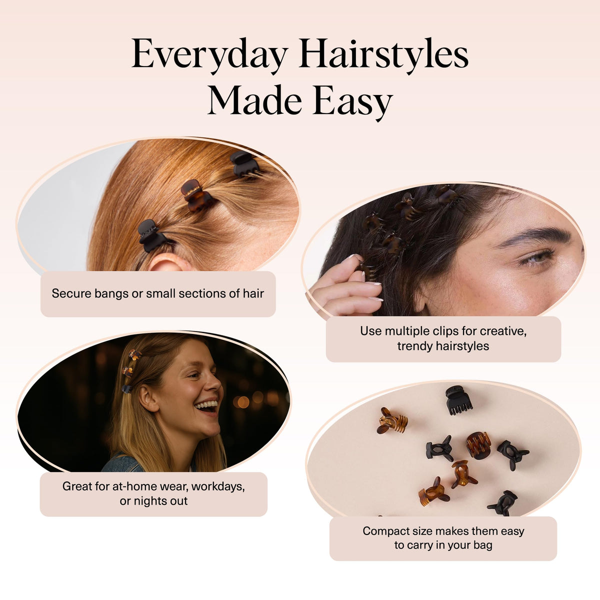 Kitsch clip worn by adult creating a polished half-up look with stability benefit
