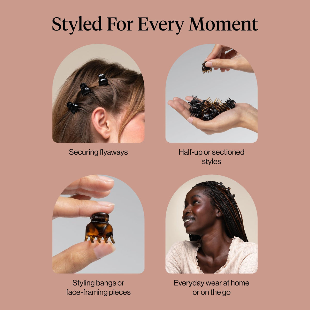 Kitsch clip used during styling to section hair for precise results