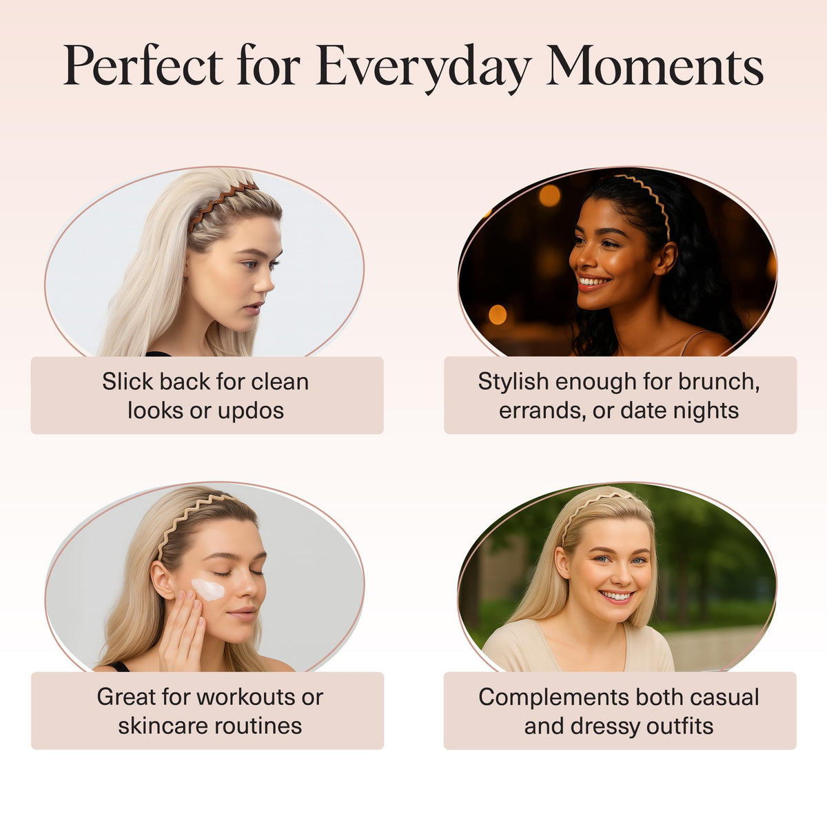 Kitsch neutral headbands styled beside outfit in flatlay showing outfit coordination