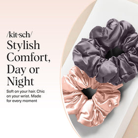 Kitsch scrunchie on pillow at night, gentle for overnight protection