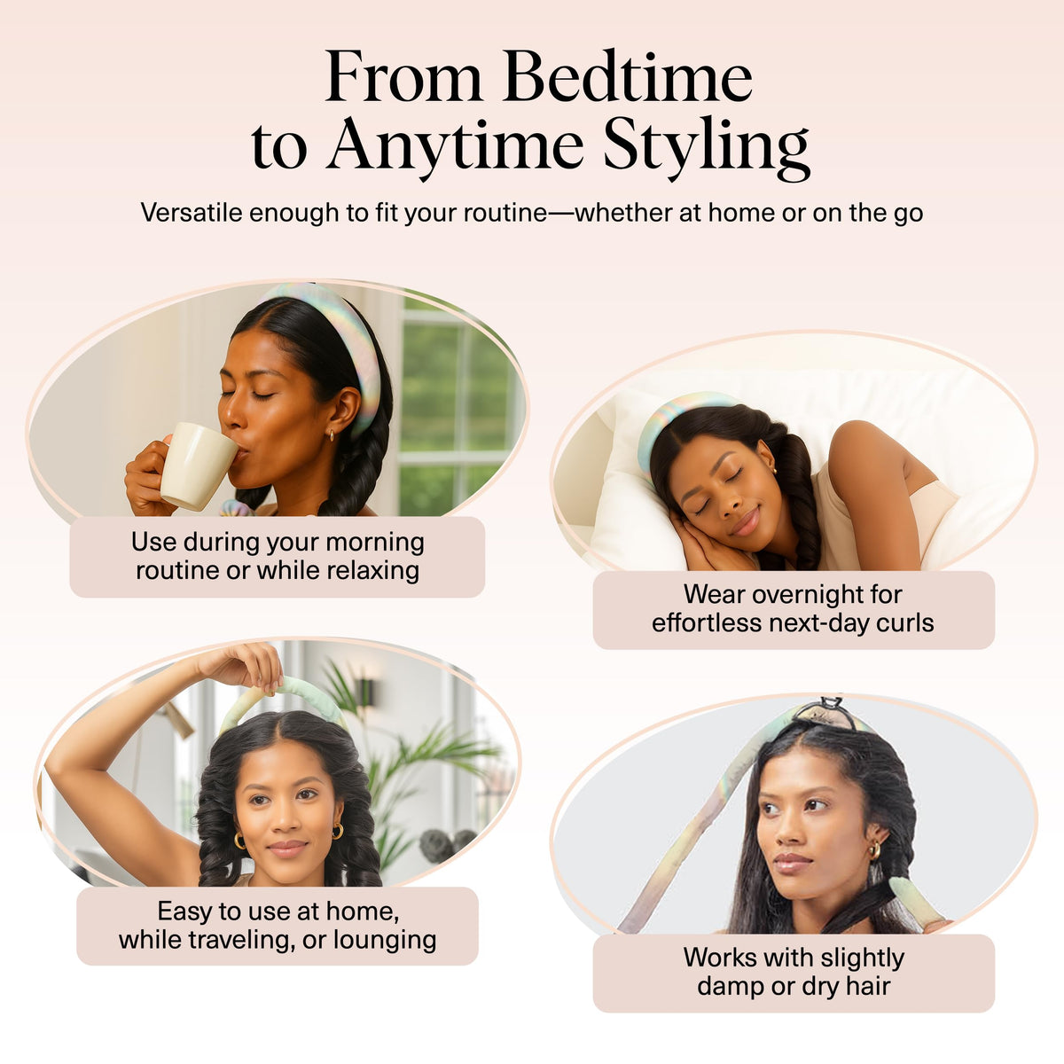 Kitsch curler on pillow at night, shows sleep-friendly comfort benefit