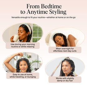 Kitsch curler on pillow at night, shows sleep-friendly comfort benefit
