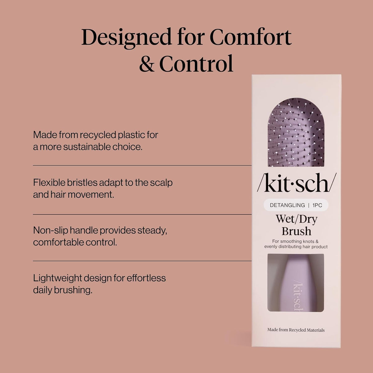Kitsch non-slip handle detail showing grip control for comfortable brushing