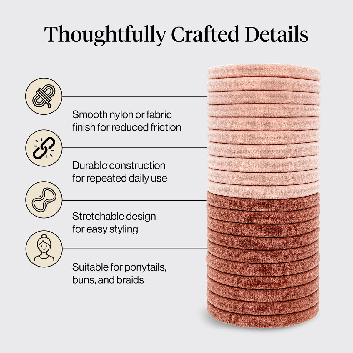 Kitsch hair tie securing a sleek ponytail for comfortable all-day wear