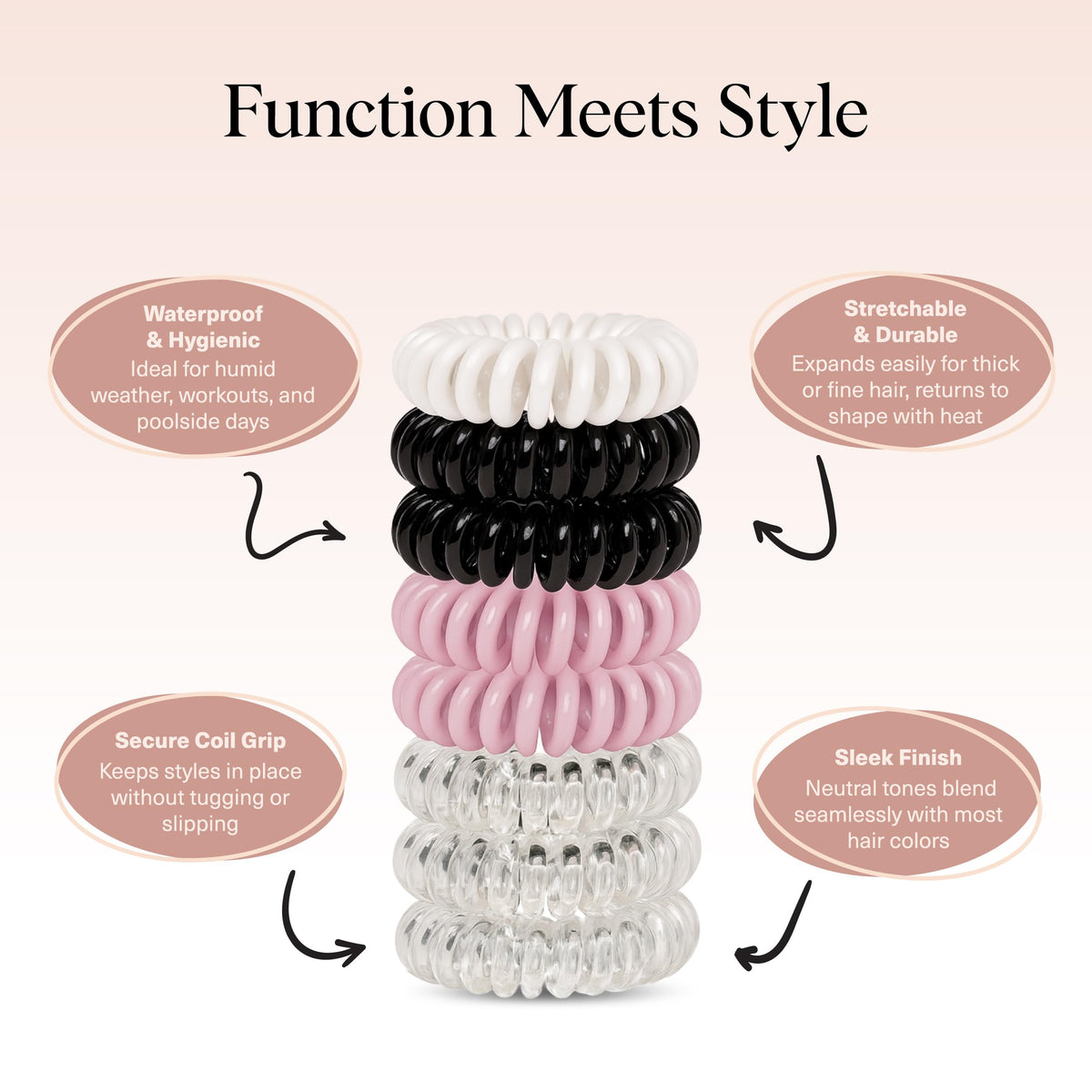 Kitsch hair tie worn as wrist bracelet, convenient and stylish on wrist