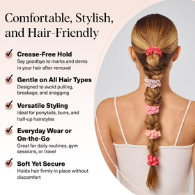 Kitsch scrunchie worn on wrist as accessory and handy styling option