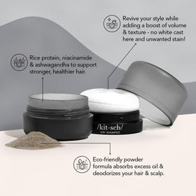 Kitsch open container with puff demonstrating mess-free application