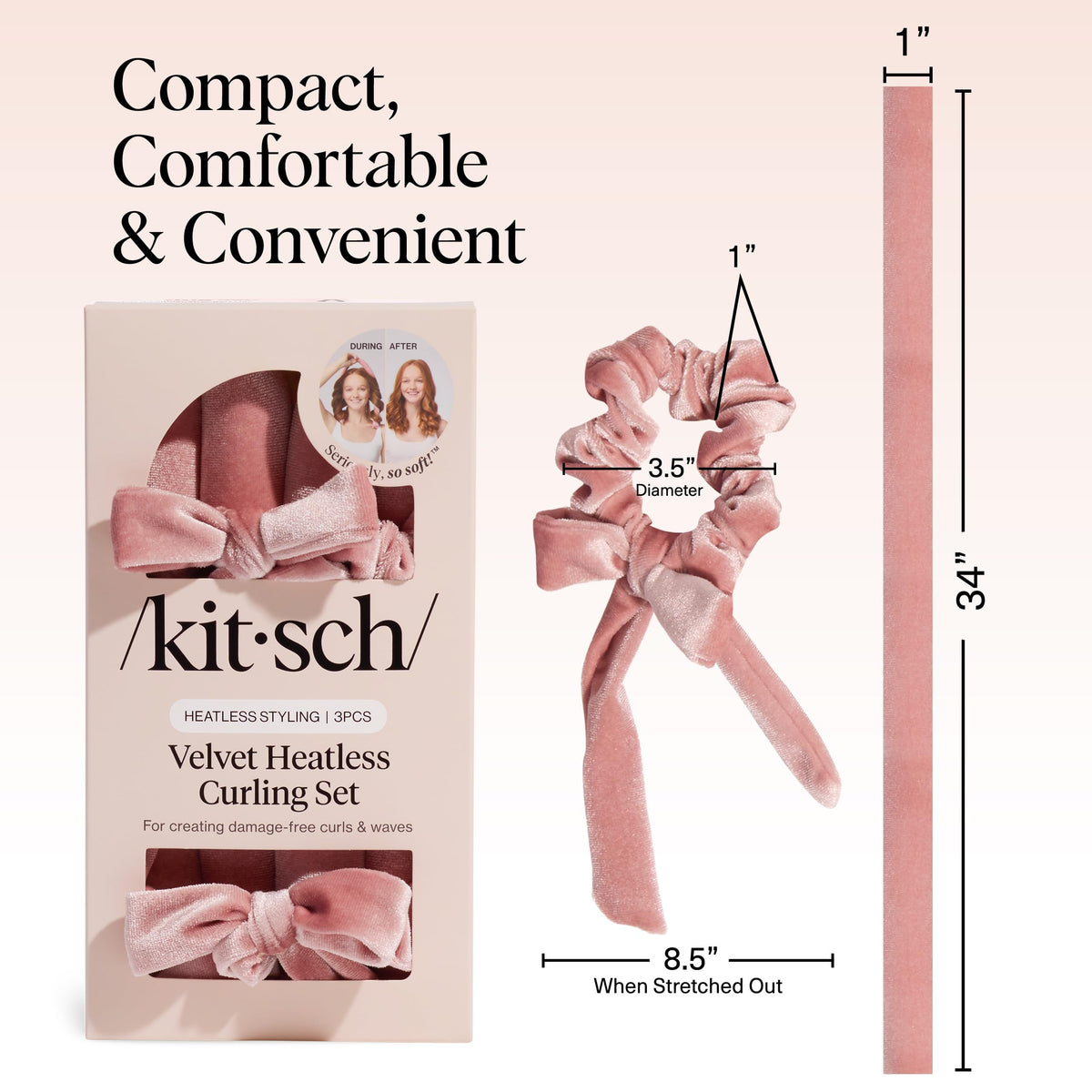 Kitsch curling rod on pillow illustrating comfortable overnight styling