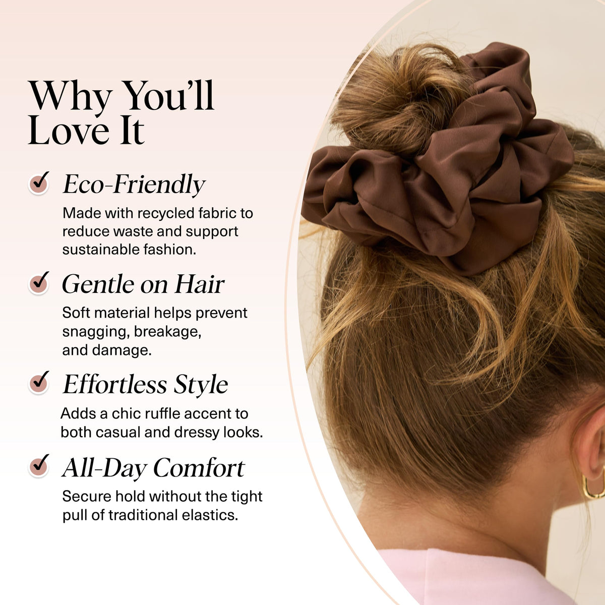 Kitsch oversized 6-inch scrunchie profile showing generous volume and hold