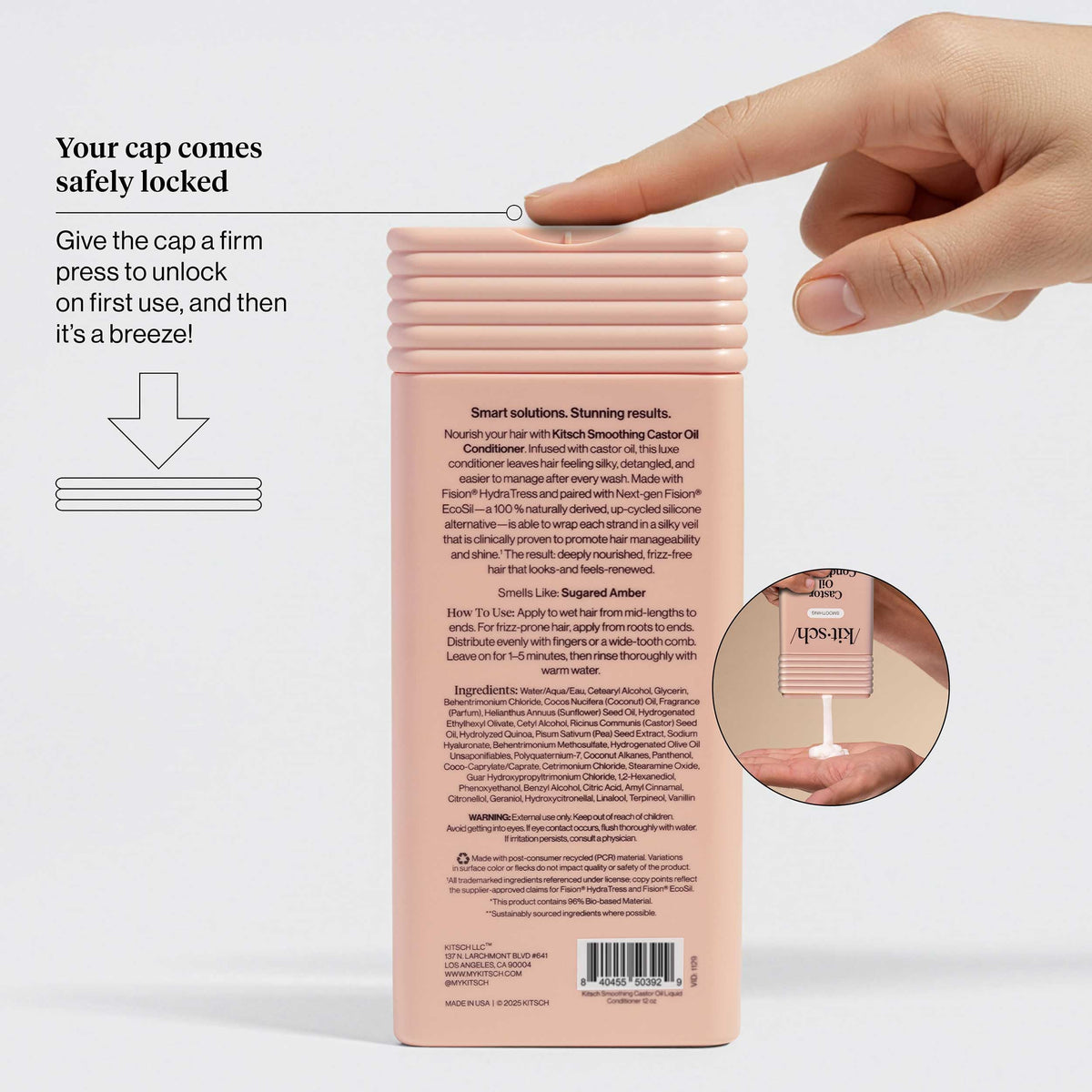 Kitsch recyclable PCR packaging label showing eco-conscious choice