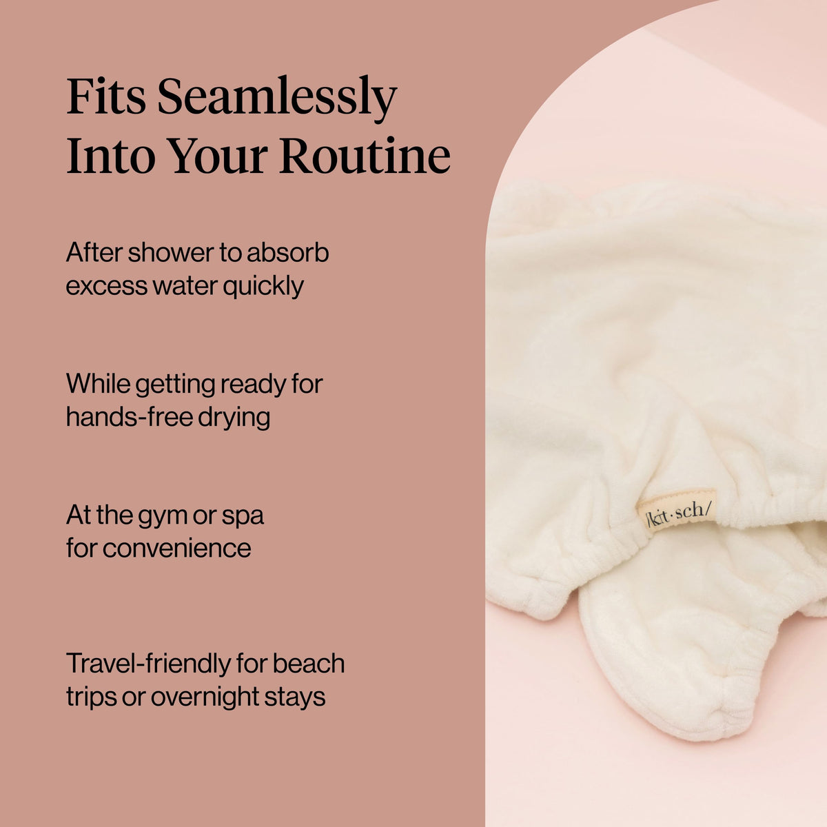 Kitsch towel folded in travel gym bag conveying quick-dry portability benefit