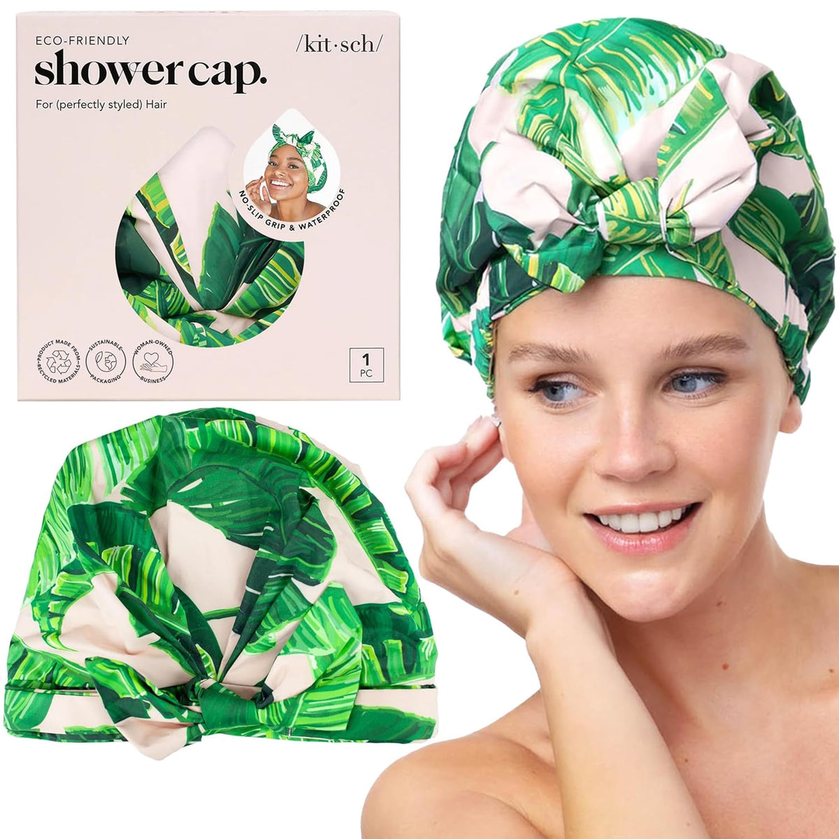 Kitsch palm leaves front view showing stylish waterproof design and protection