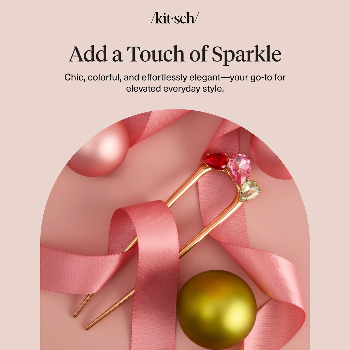 Kitsch pin resting on a clutch demonstrating easy on-the-go styling