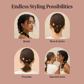 Kitsch pins styled in an updo showing event-ready sparkle and sophistication