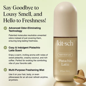 Kitsch back label visible with ingredients and clean formulation benefits
