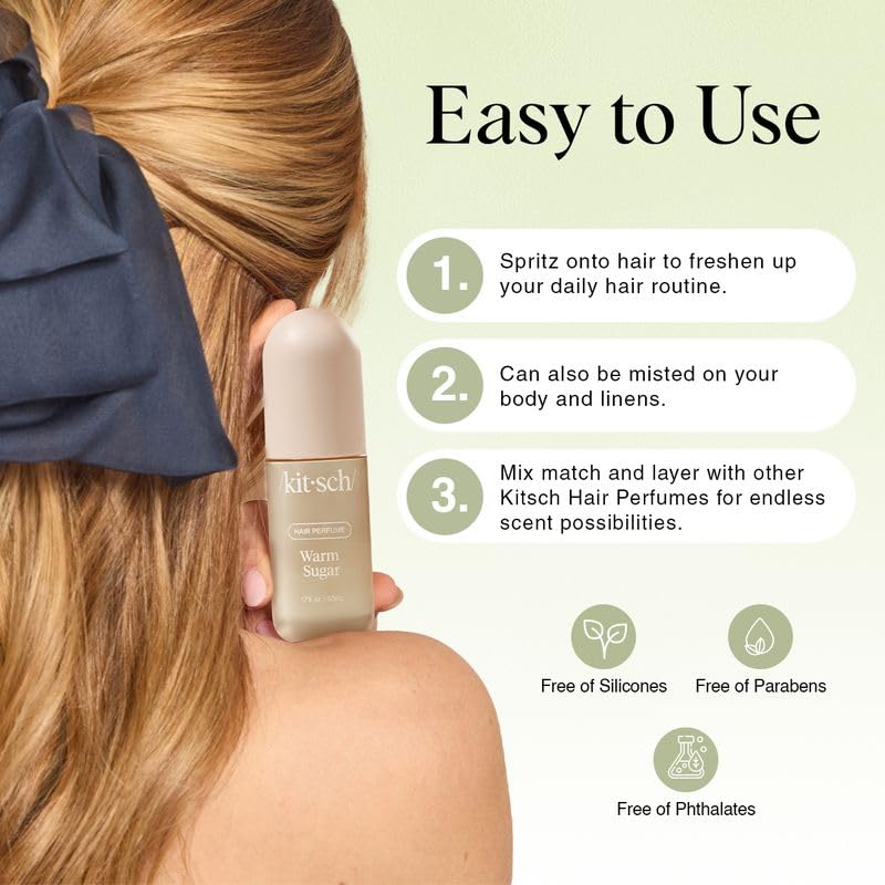 Kitsch mist on hair texture showing lightweight coverage and non-greasy finish