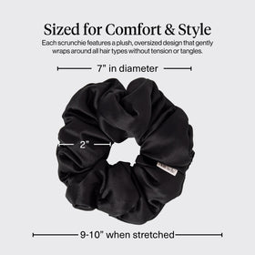 Kitsch black scrunchie holding a ponytail with comfy secure hold