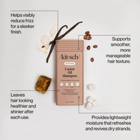 Kitsch pump and label closeup highlighting ingredients and claims