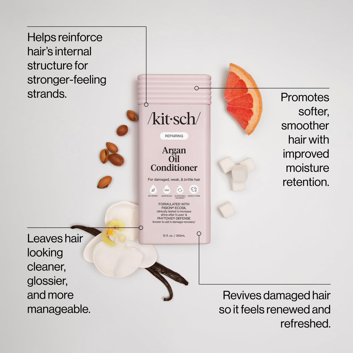 Kitsch pump dispensing conditioner highlighting smooth texture for quick application