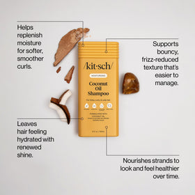 Kitsch pump top and label detail highlighting user-friendly dispenser and ingredient callouts