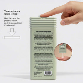 Kitsch recyclable PCR packaging detail emphasizing sustainable packaging benefit