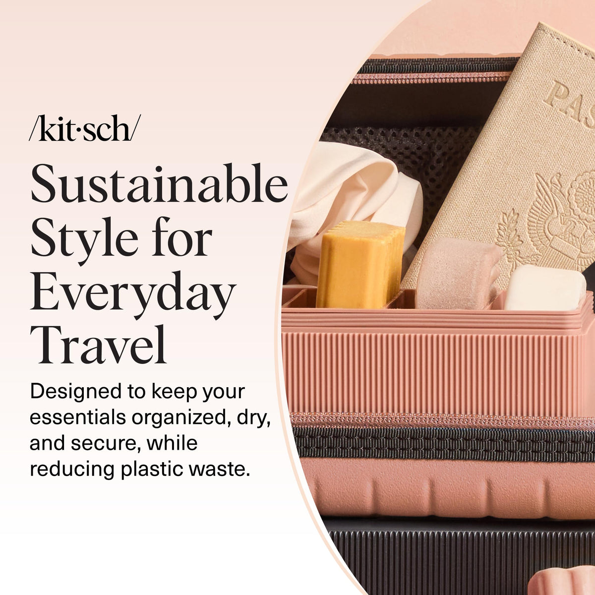 Kitsch recycled plastic tag emphasizing sustainable durable design