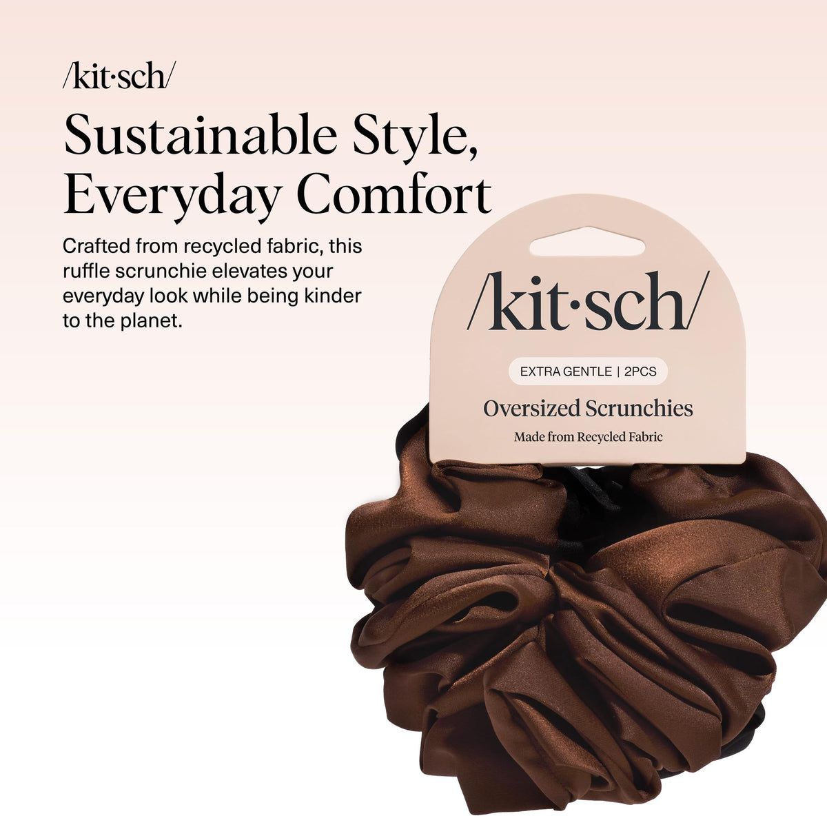 Kitsch recycled satin close-up texture highlighting smooth fabric benefit