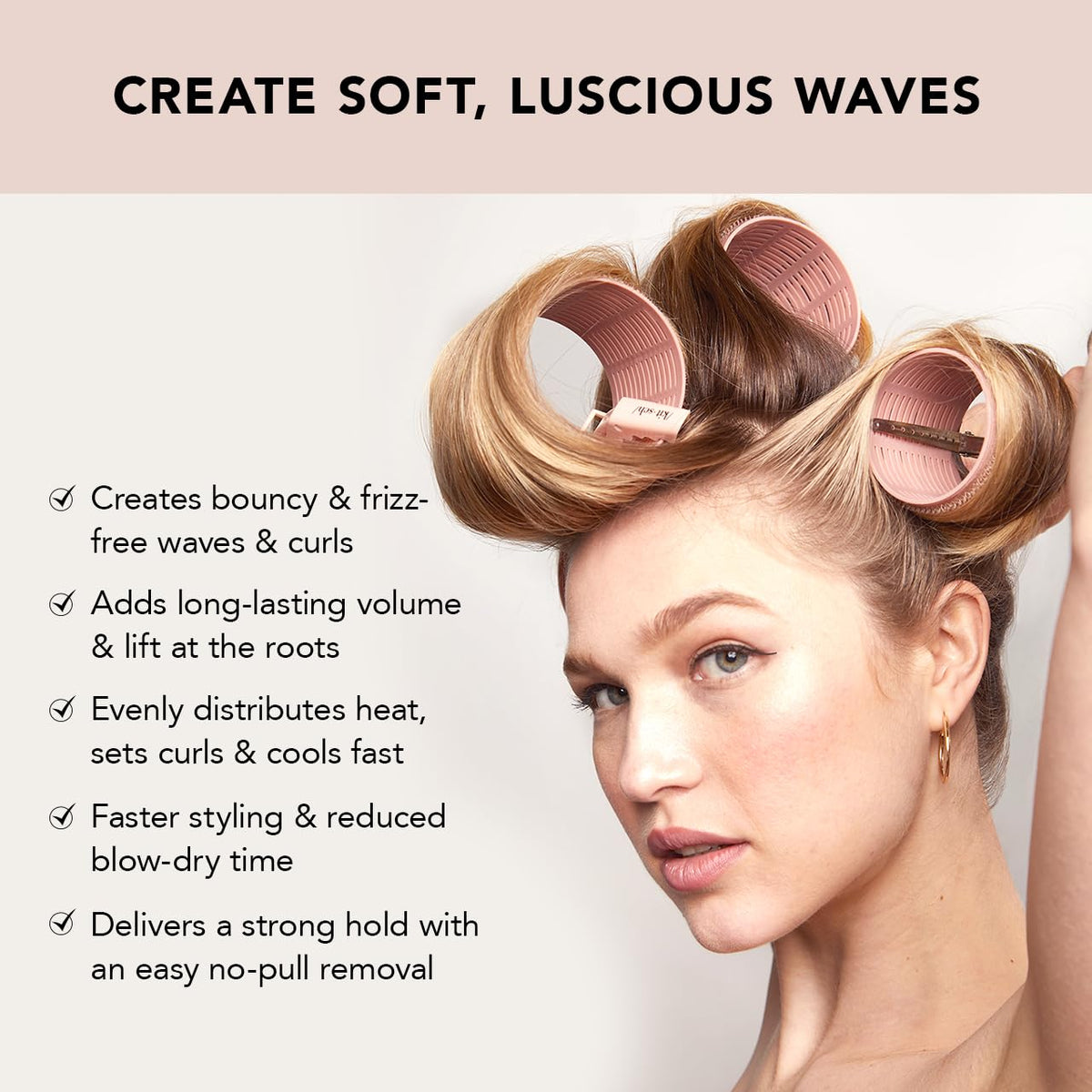 Kitsch roller wrapped in hair demonstrating comfortable overnight wear benefit