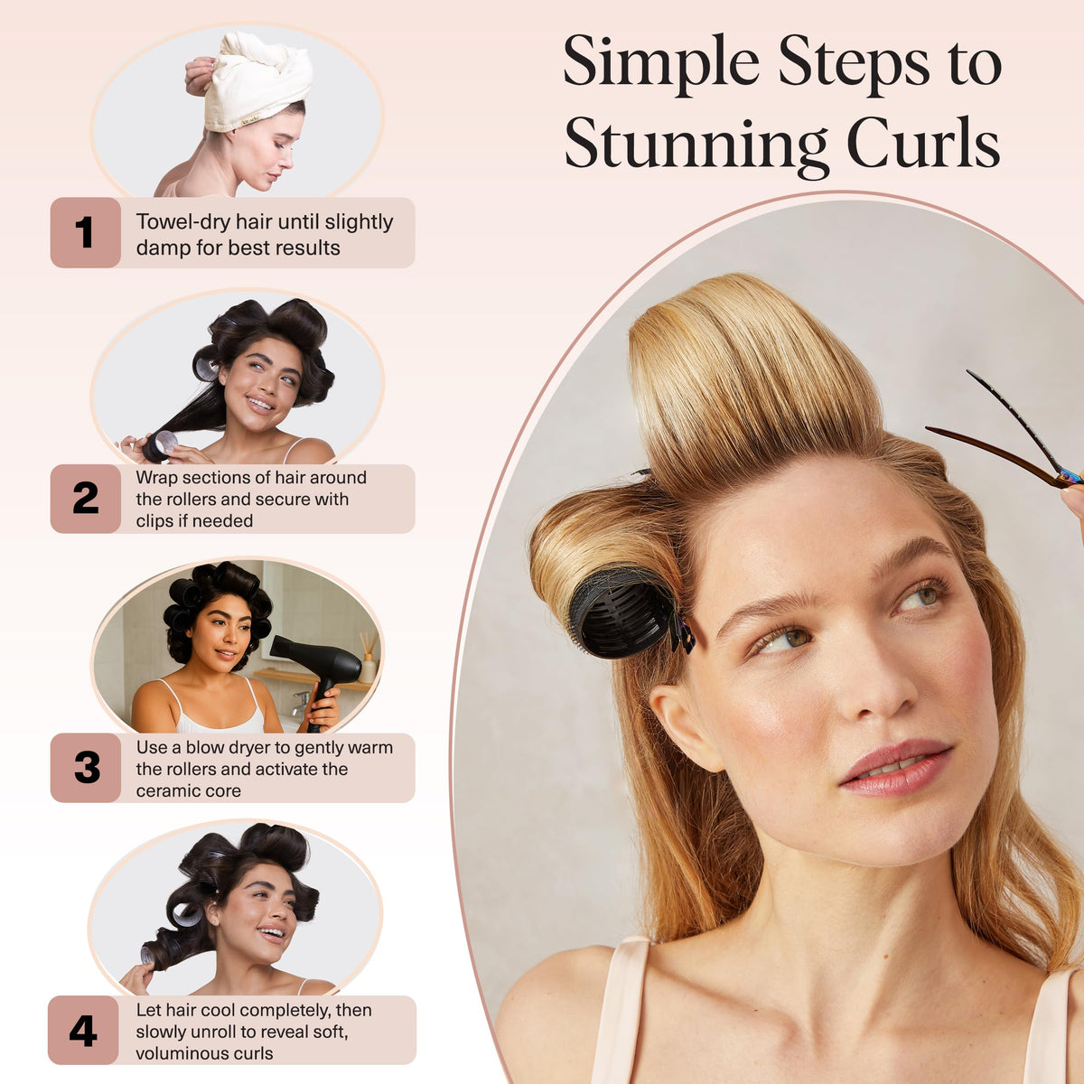 Kitsch finished curls after removal showing smooth, voluminous waves and shine
