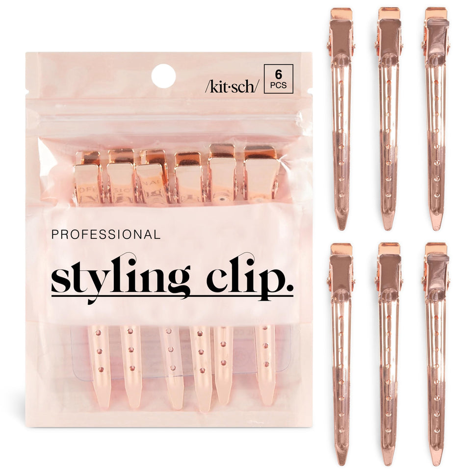 Kitsch rose gold front packaging showing 6 professional clips for organized storage