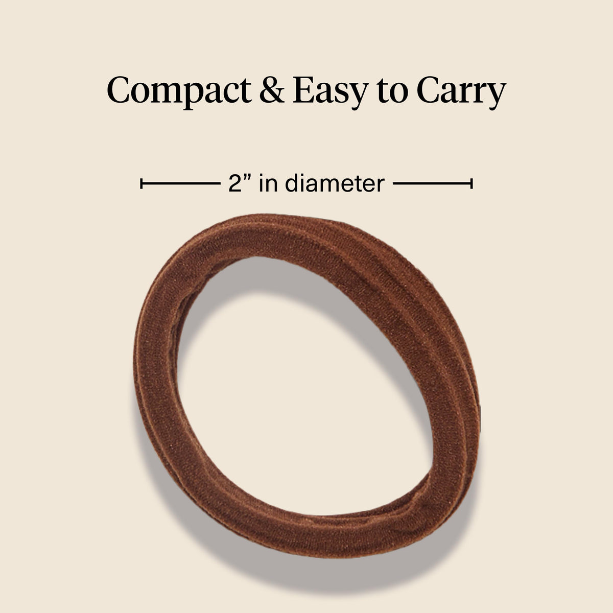 Kitsch rosewood hair tie contrasted on dark hair for discreet hold
