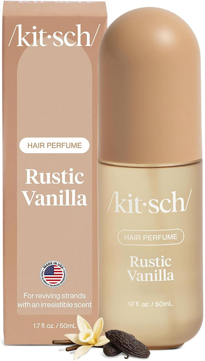 Kitsch front packaging showing Rustic Vanilla 50 mL bottle and label benefits
