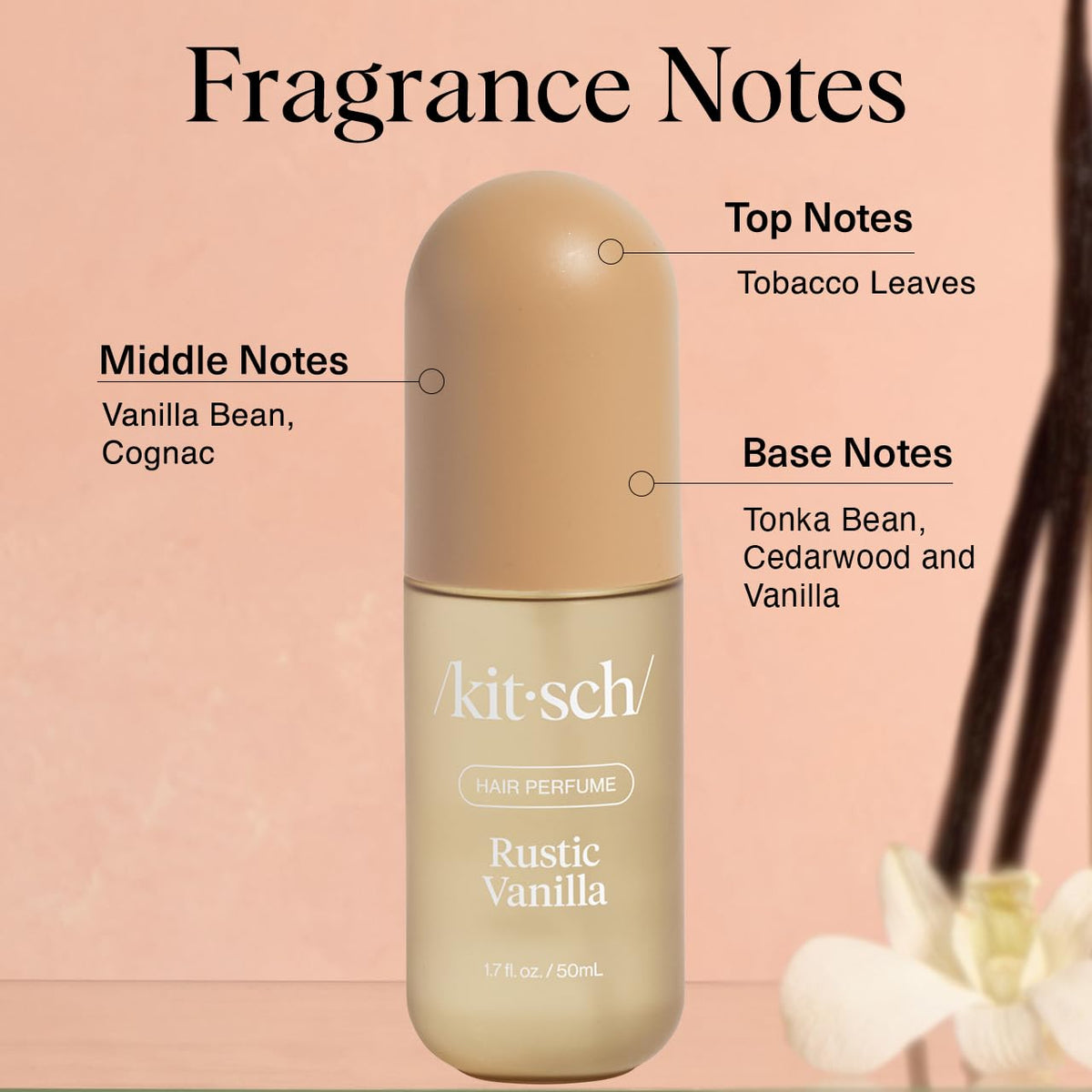 Kitsch ingredient callout label emphasizing clean, vegan formulation benefits
