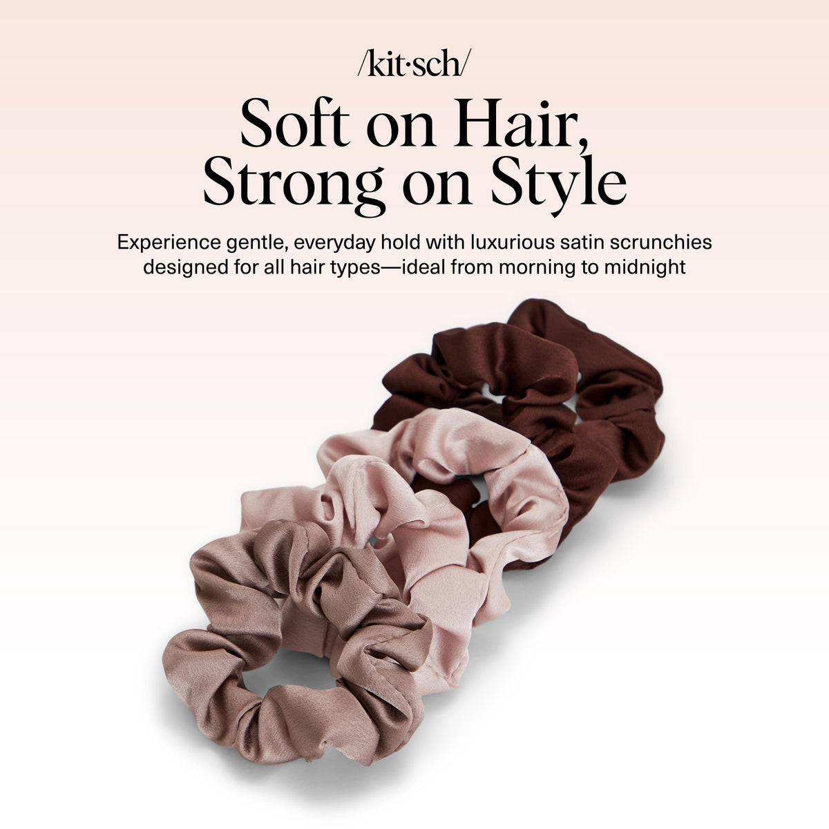 Kitsch five scrunchies flatlay showing set variety and gift-ready appeal