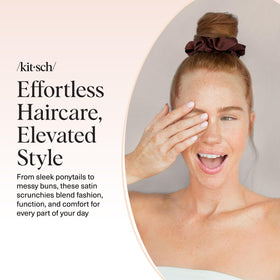 Kitsch scrunchies on a college desk highlighting dorm essential convenience