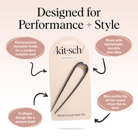 Kitsch hair pin beside ruler for size comparison and travel-friendly design