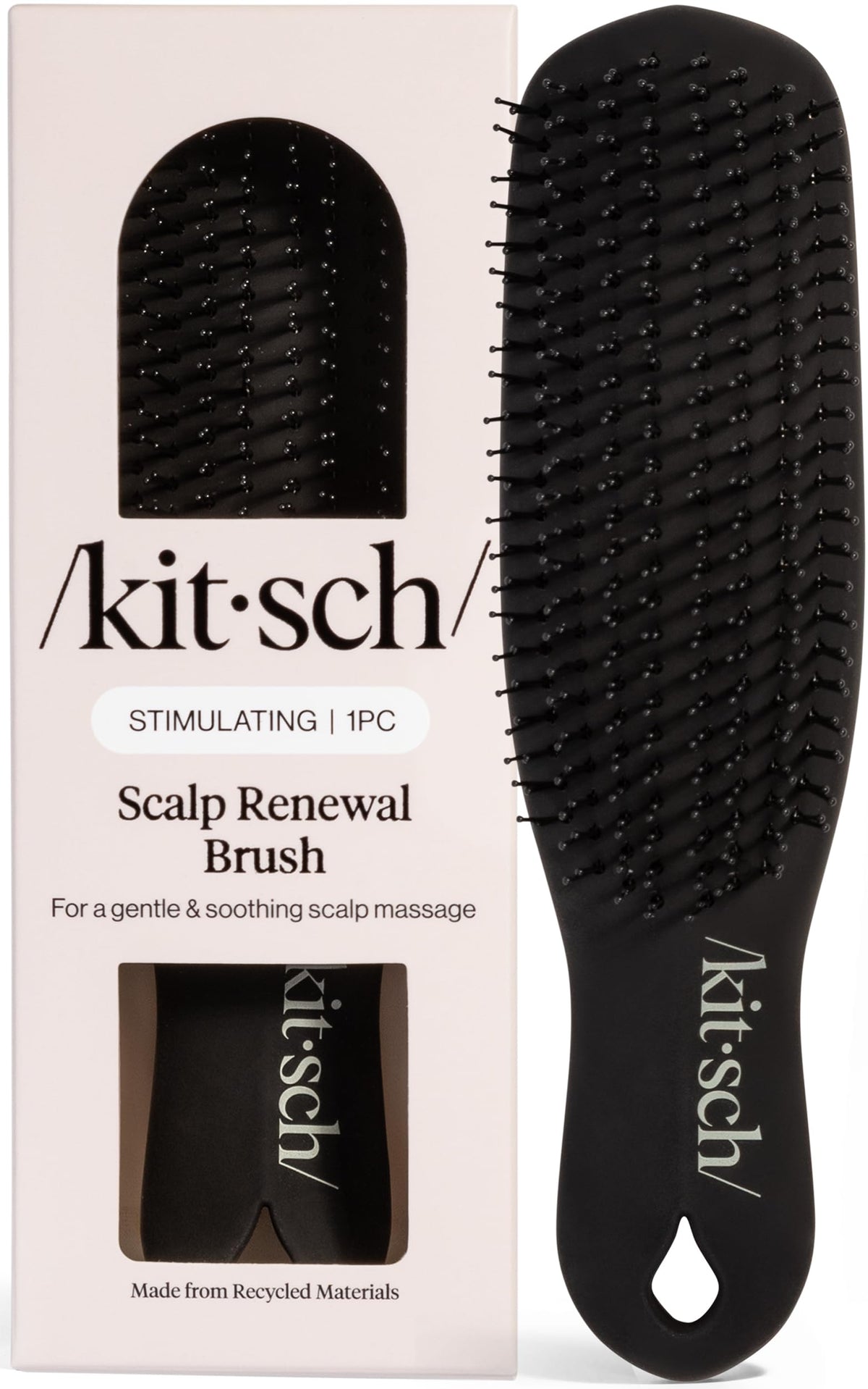 Kitsch front view of scalp renewal brush showing elegant profile and easy grip