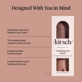 Kitsch brush in use on wet hair illustrating calming massage during shampooing