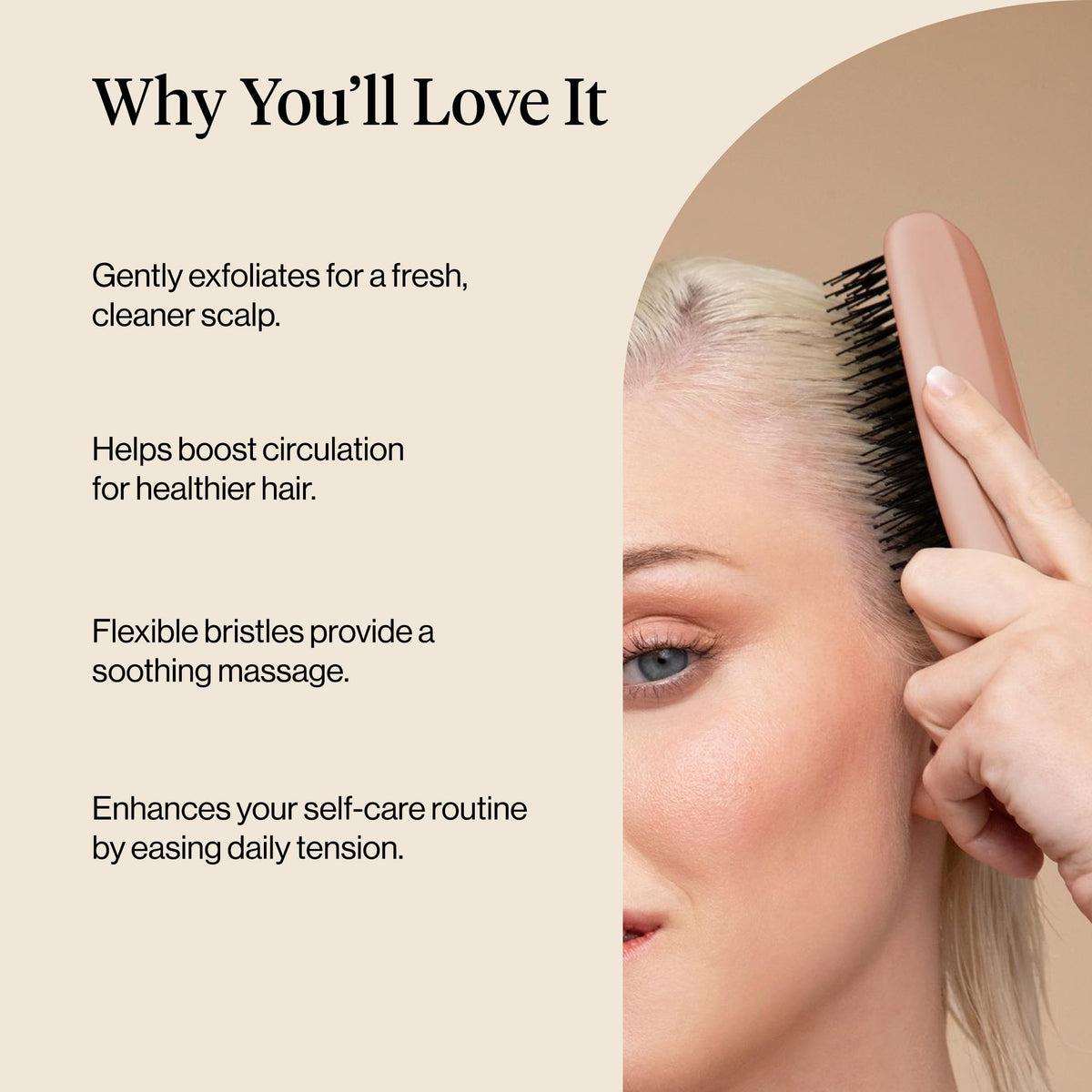Kitsch brush creating lather with shampoo to help lift residue and cleanse scalp