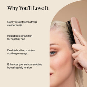 Kitsch brush creating lather with shampoo to help lift residue and cleanse scalp