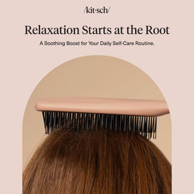 Kitsch brush in a bathroom setting conveying elevated self-care and ritual comfort